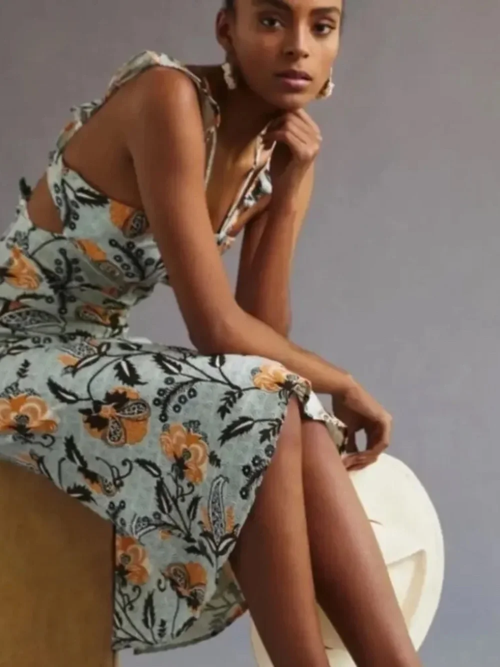Anthropologie Halter Ruffle Midi Dress
